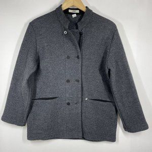 New Man Collection‎ French Wool Jacket Coat Pockets Grey Double Breasted Sz 2
